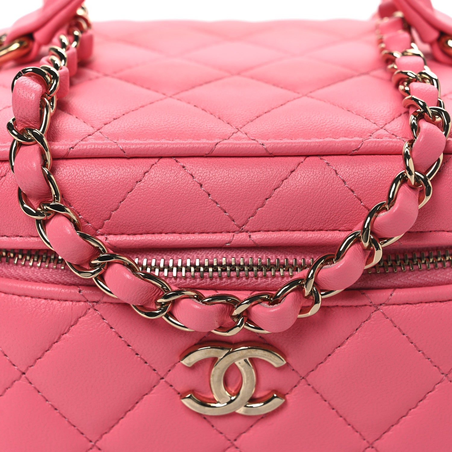 Lambskin Quilted Small CC Vanity Case Pink