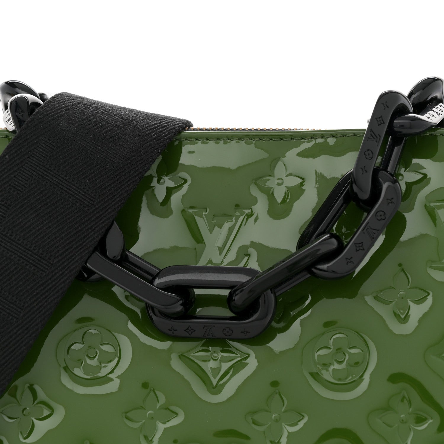 Patent Embossed Monogram Coussin PM Green Black