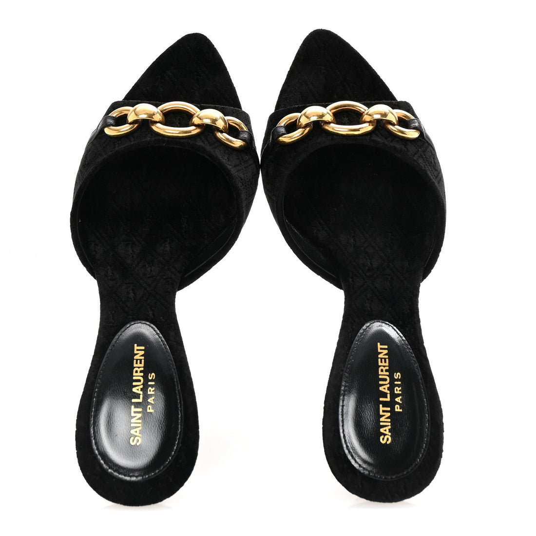 Velour All-Over Monogram Le Maillon 60 Mules 35 Black
