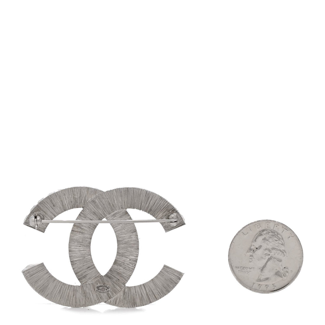 Baguette Crystal CC Brooch Silver