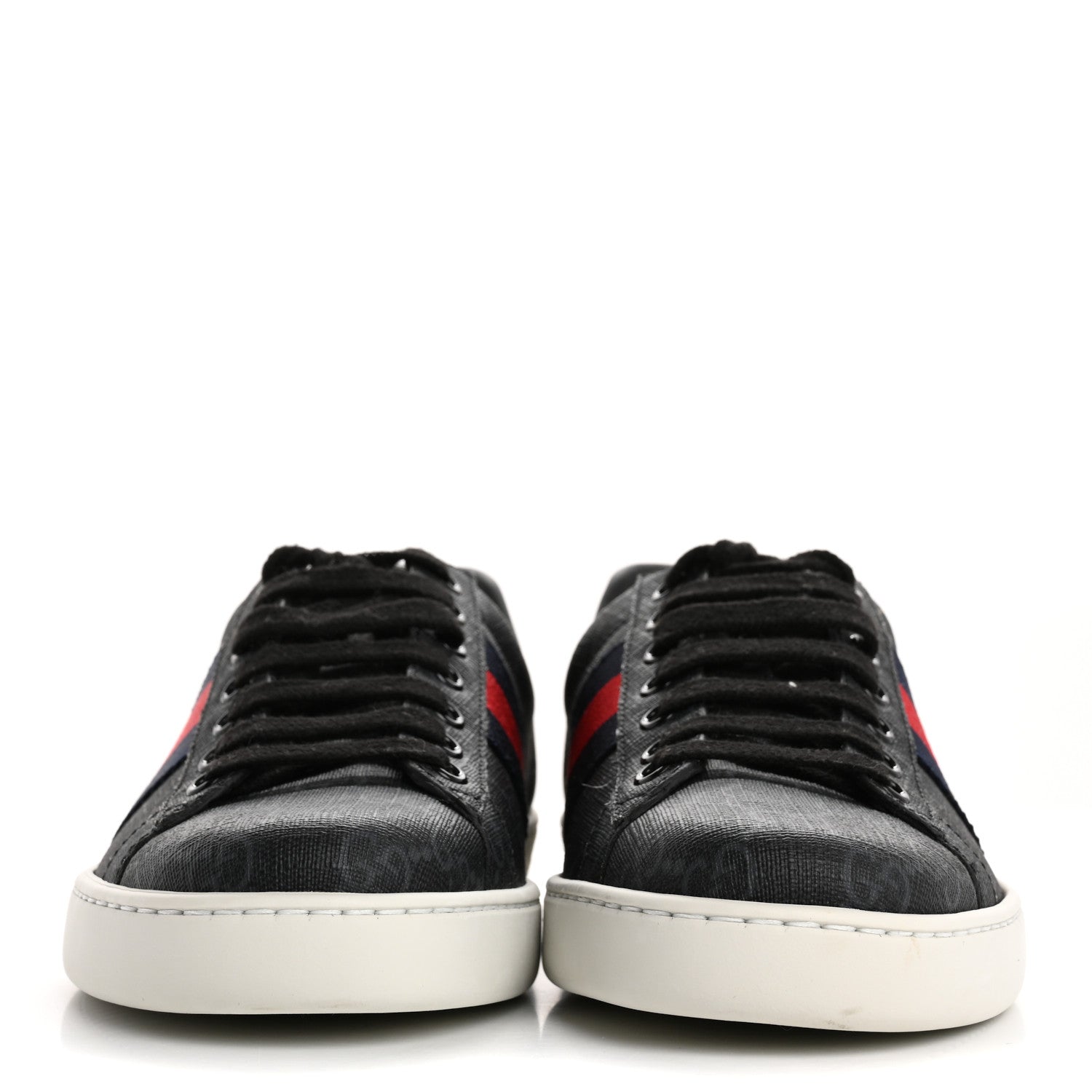 GG Supreme Monogram Ayers Web Mens New Ace Sneakers  5 Black