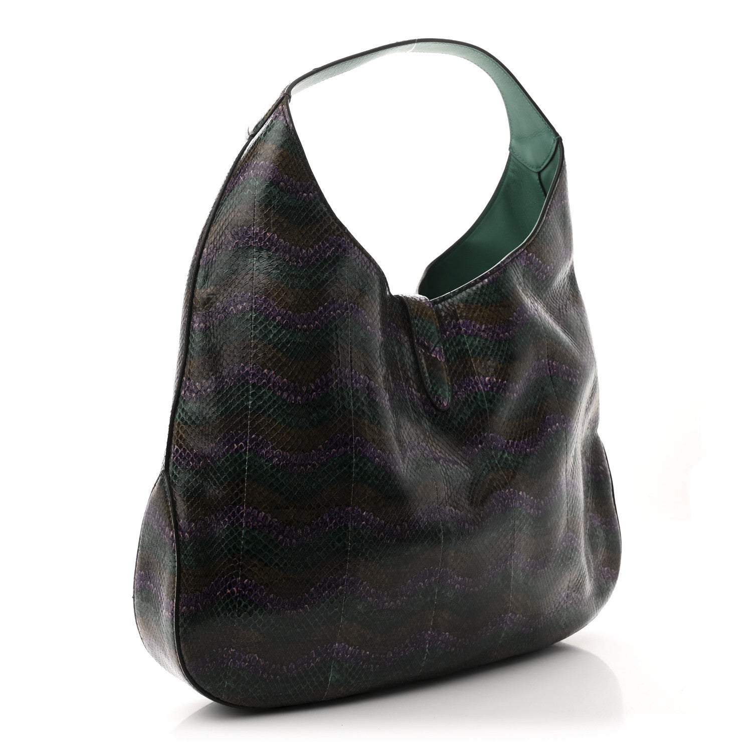Snakeskin Large Jackie Hobo Green Multicolor