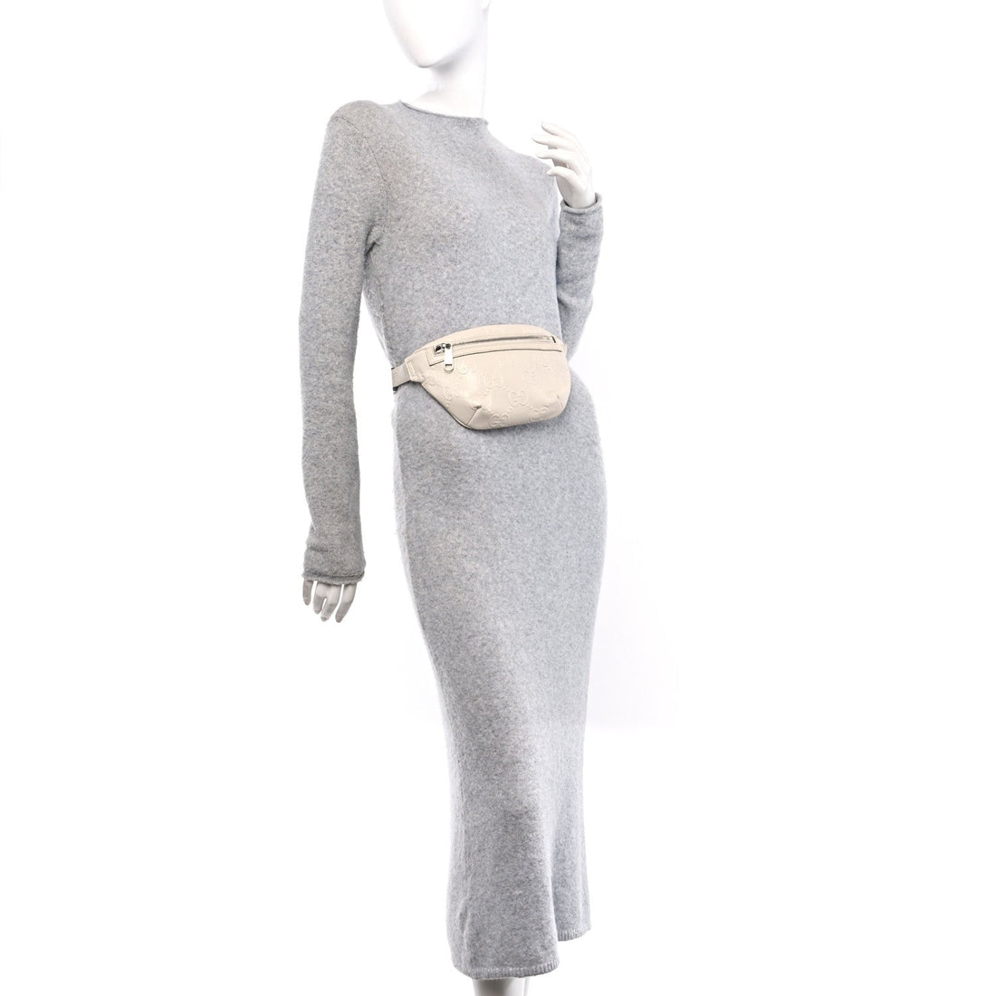 Calfskin GG Tennis Embossed Belt Bag Mystic White