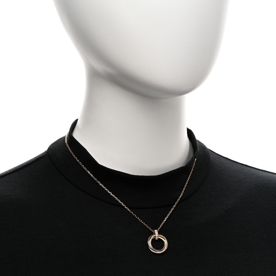 18K Pink White Yellow Gold Diamond Trinity Pendant Necklace