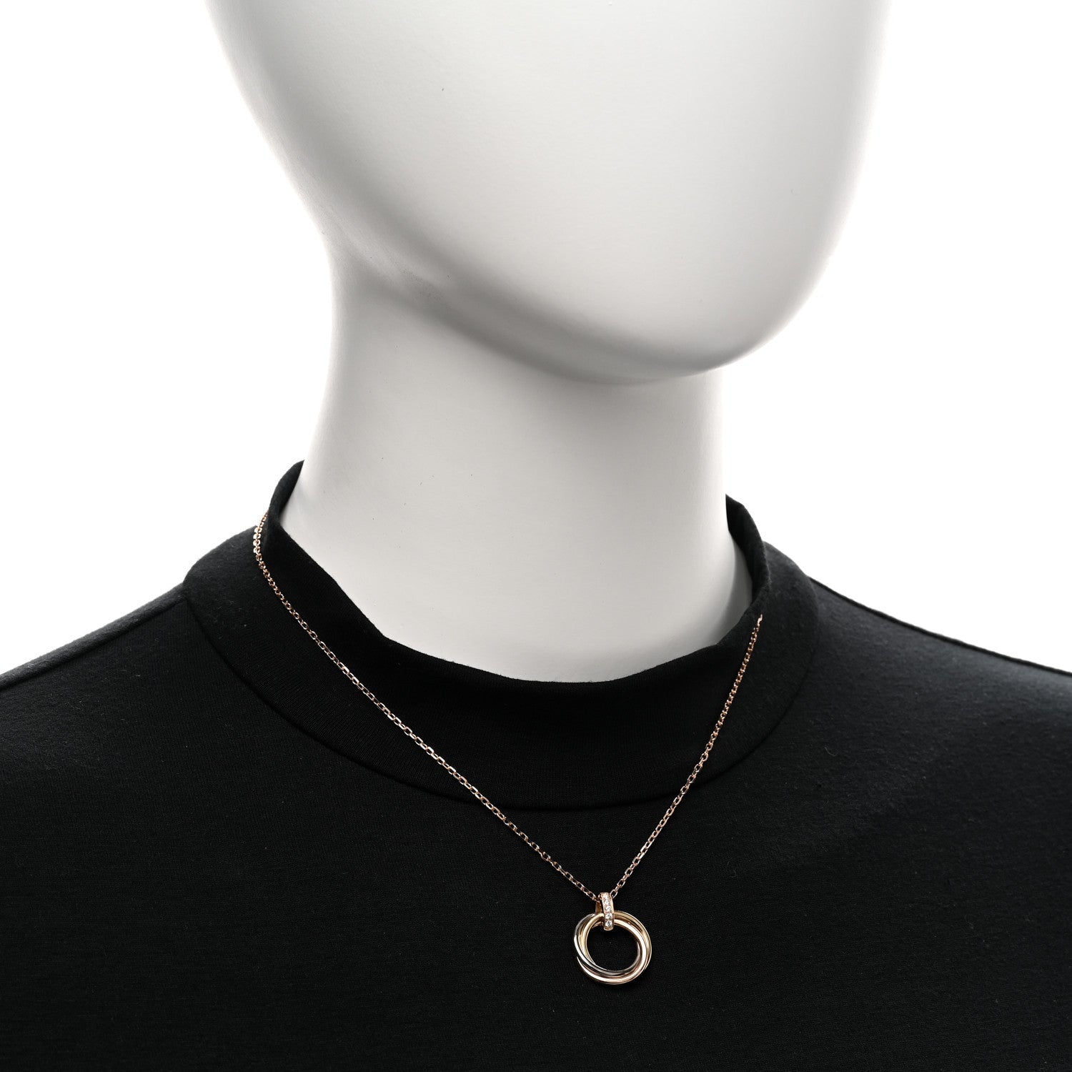 18K Pink White Yellow Gold Diamond Trinity Pendant Necklace