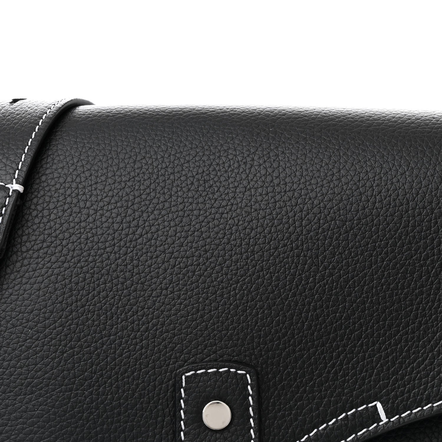 Grained Calfskin Medium Saddle Messenger Bag Black