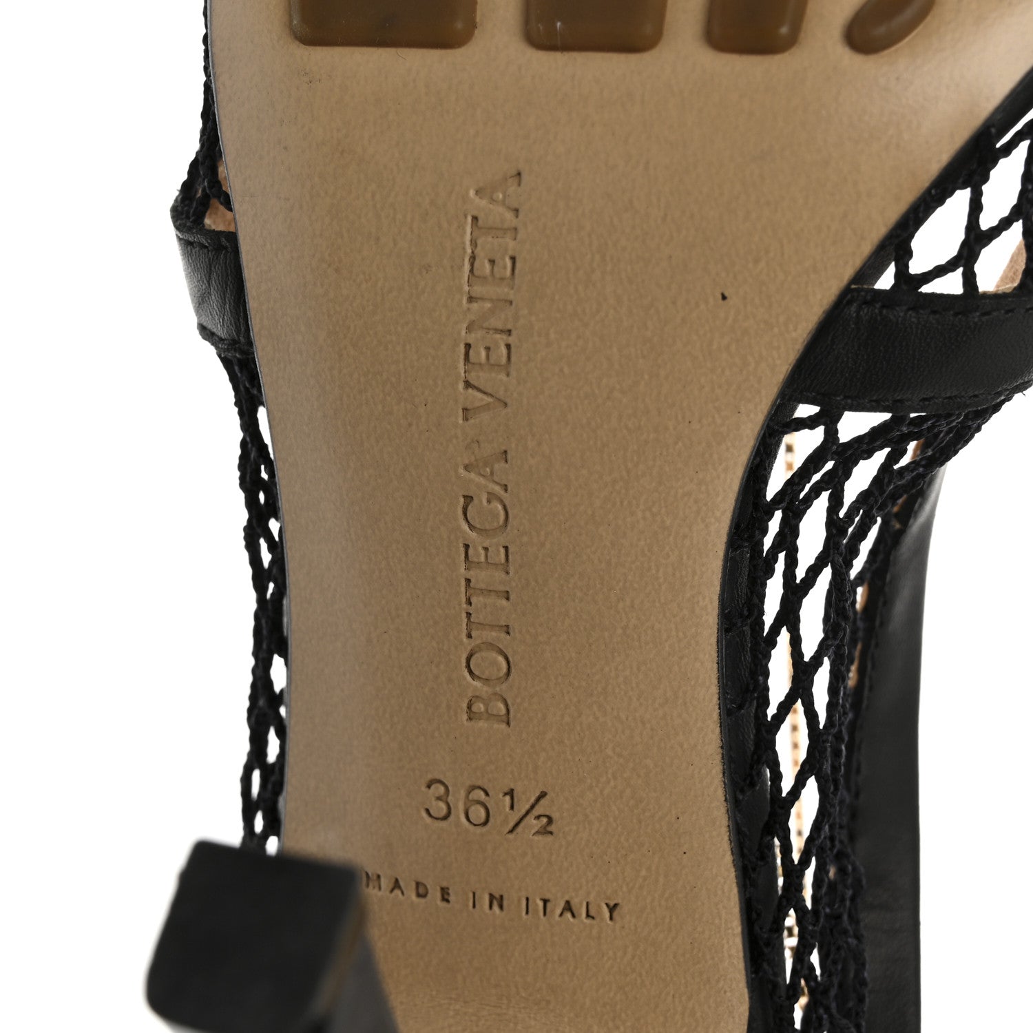 Mesh Calfskin Chain Stretch Pumps 36.5 Black