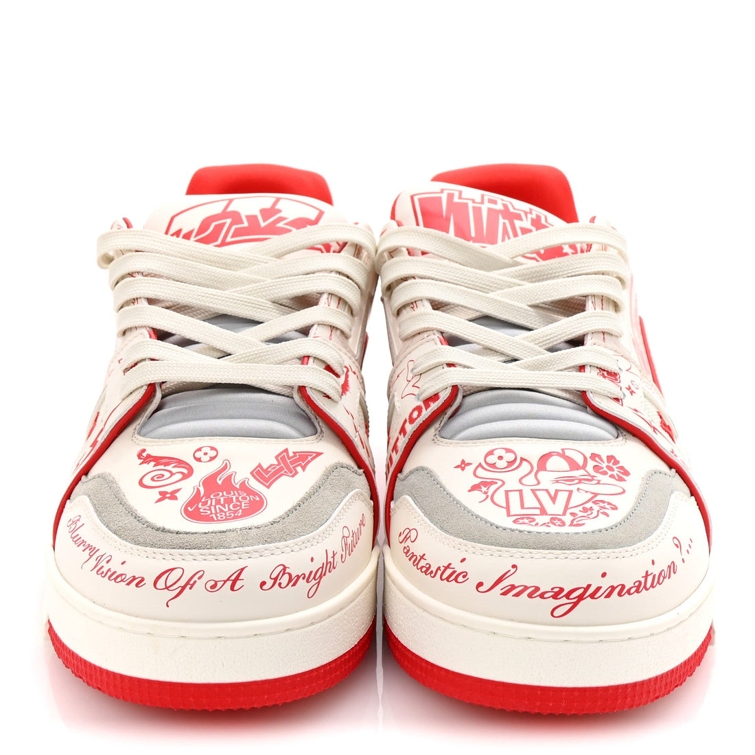 Calfskin Graffiti Mens LV Trainer Sneakers 8 Rouge
