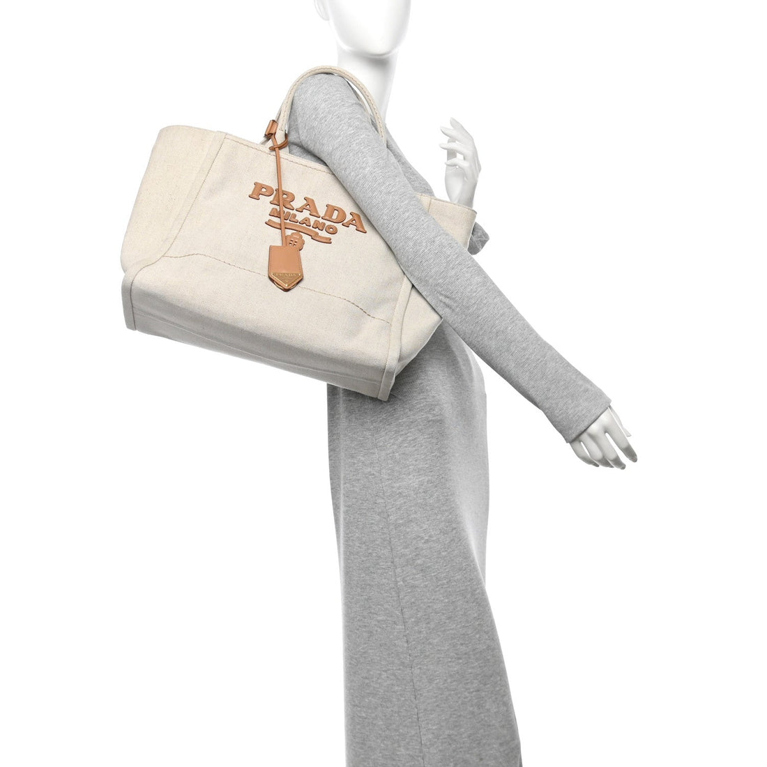 Linen Vitello Large Logo Tote Natural