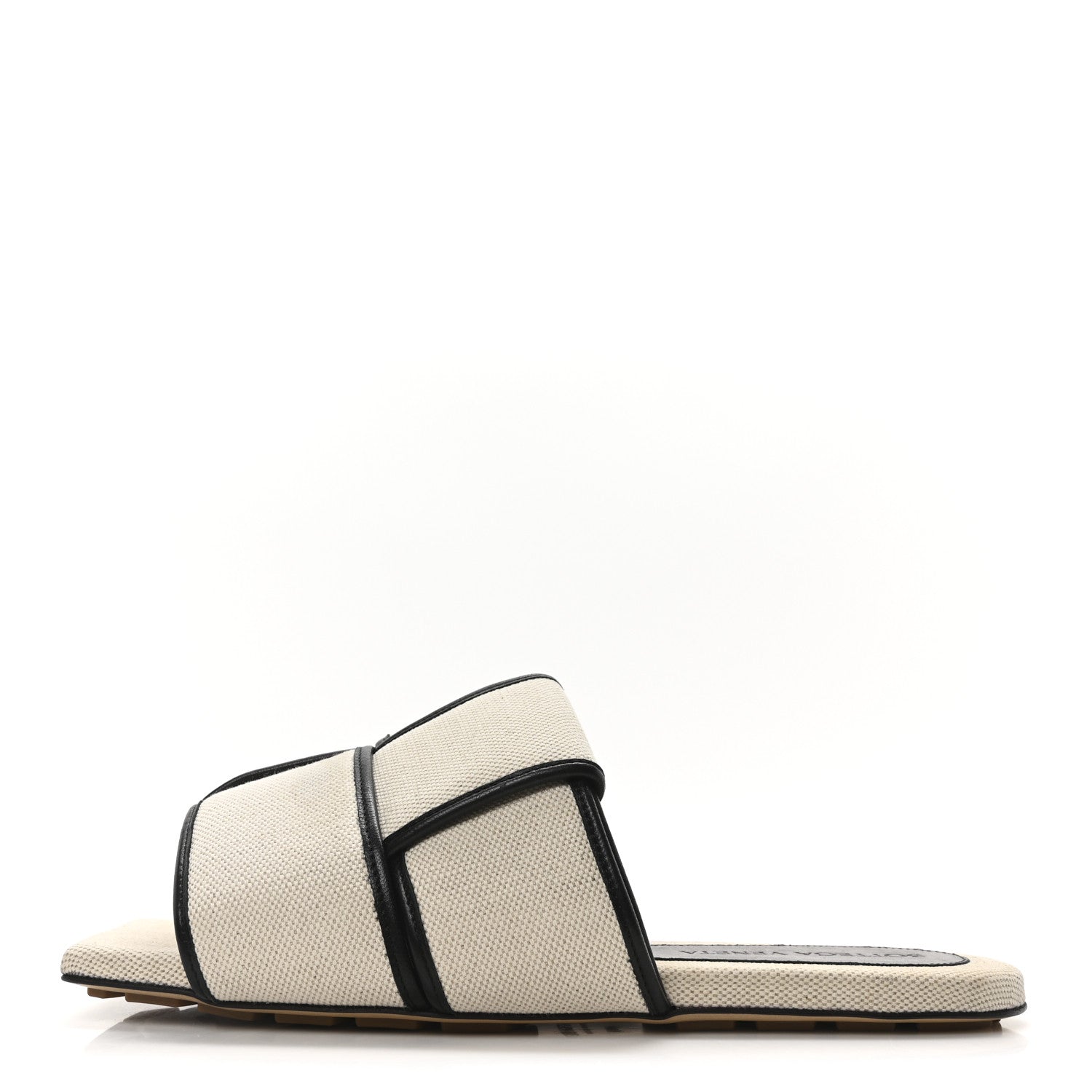 Cassette Canvas Patch Flat Sandals 40.5 Natural Black