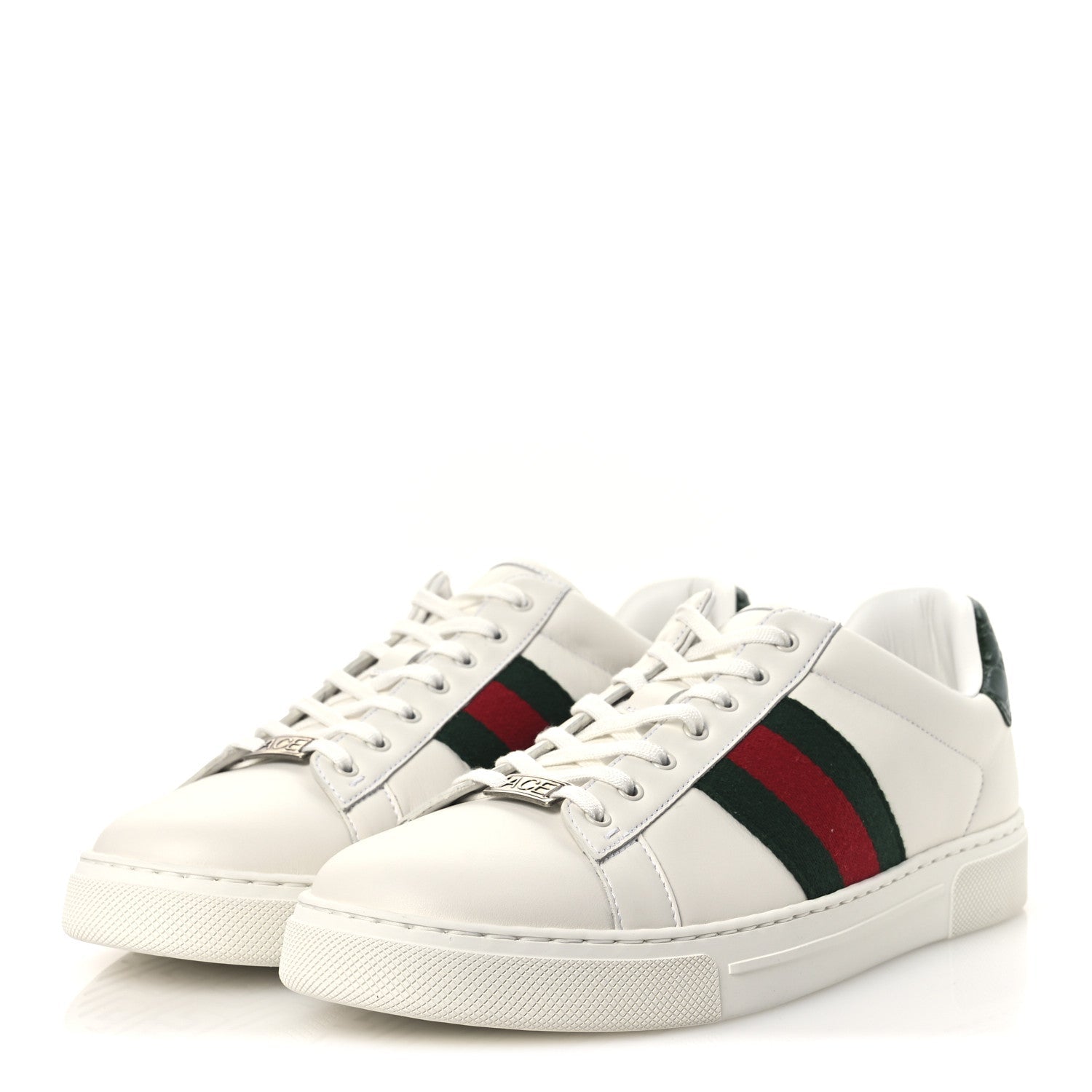 Ultralight Plume Calfskin Web Mens New Ace Sneakers 9 Green Ace