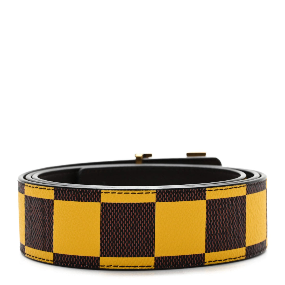 Damier Pop 40mm LV Initiales Belt 110 44 Jaune Mat