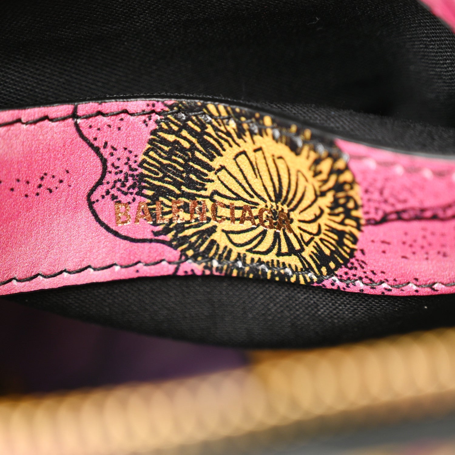 Smooth Calfskin Lush Floral Print XXS Ville Top Handle Bag Black Multicolor