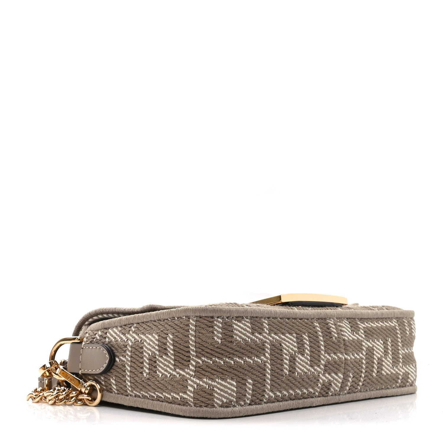 Denim Jacquard FF Effect Vitello Grace Mini Baguette Dove White Dove