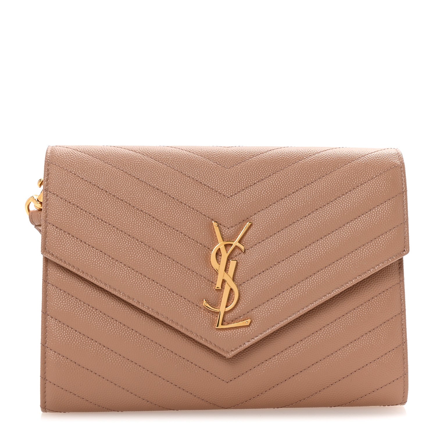 Grain De Poudre Matelasse Chevron Monogram Envelope Vintage Peach