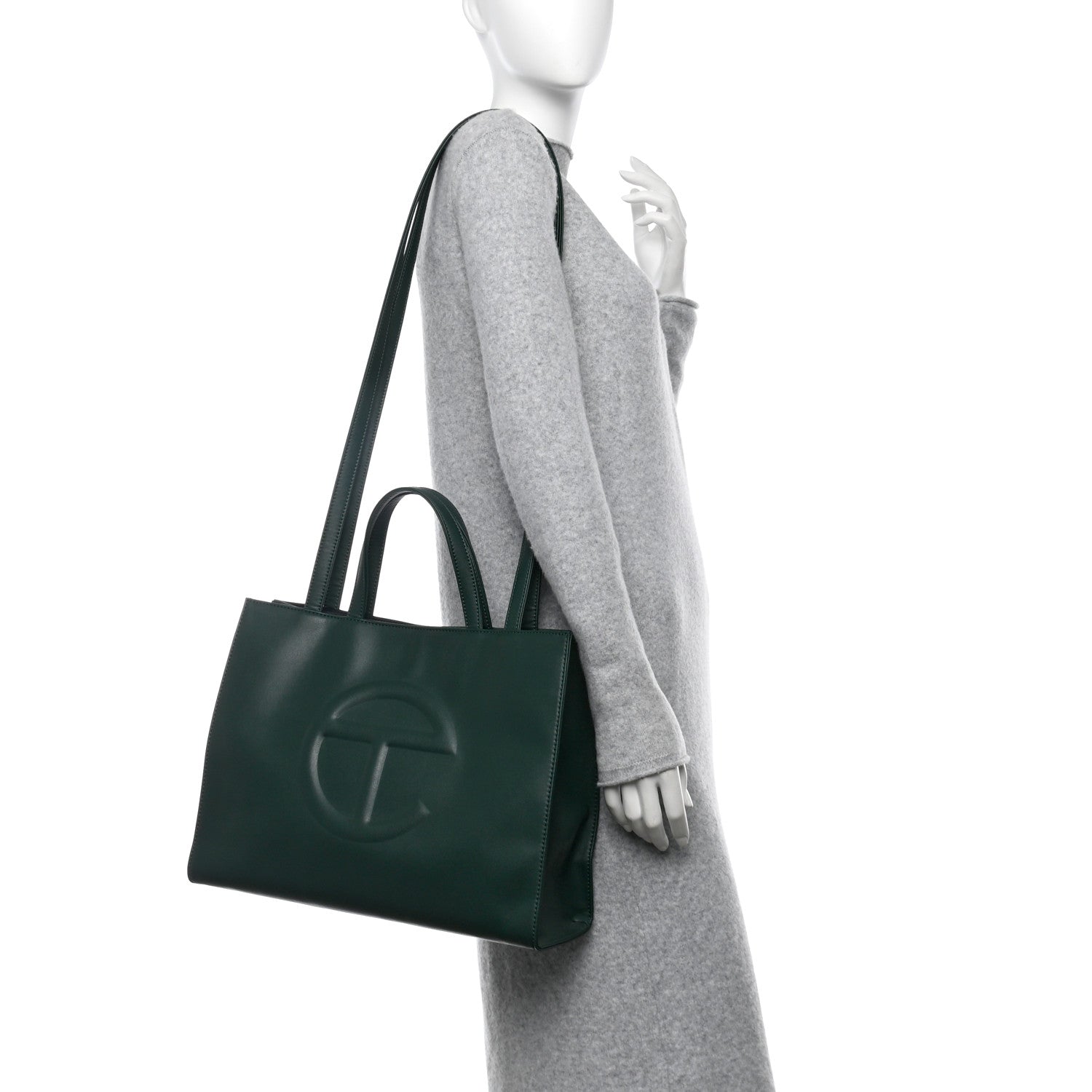 Vegan Leather Medium Shopping Bag Leaf