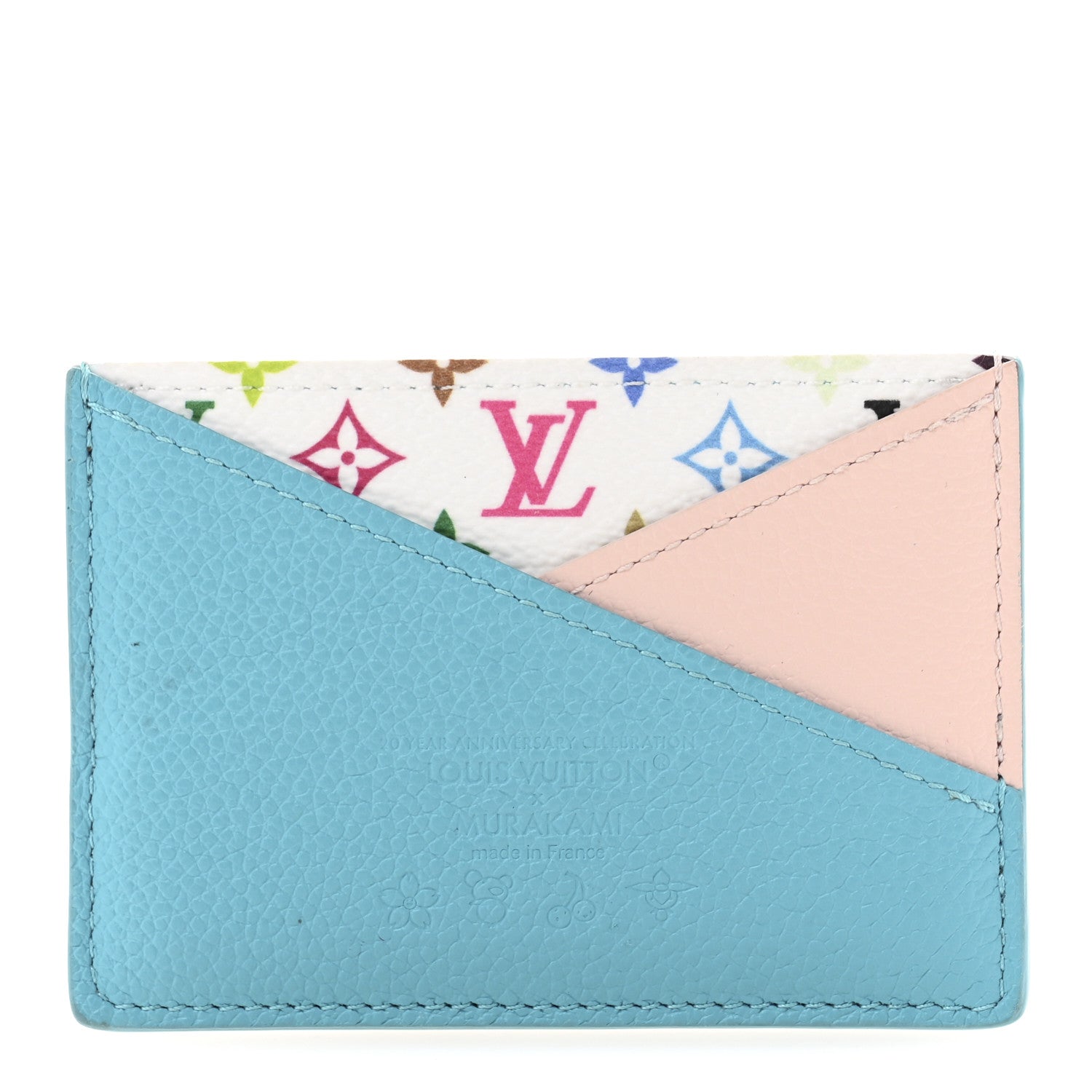 LV X TM Monogram Multicolor Criss-Cross Card Holder Kabira Blue Rose