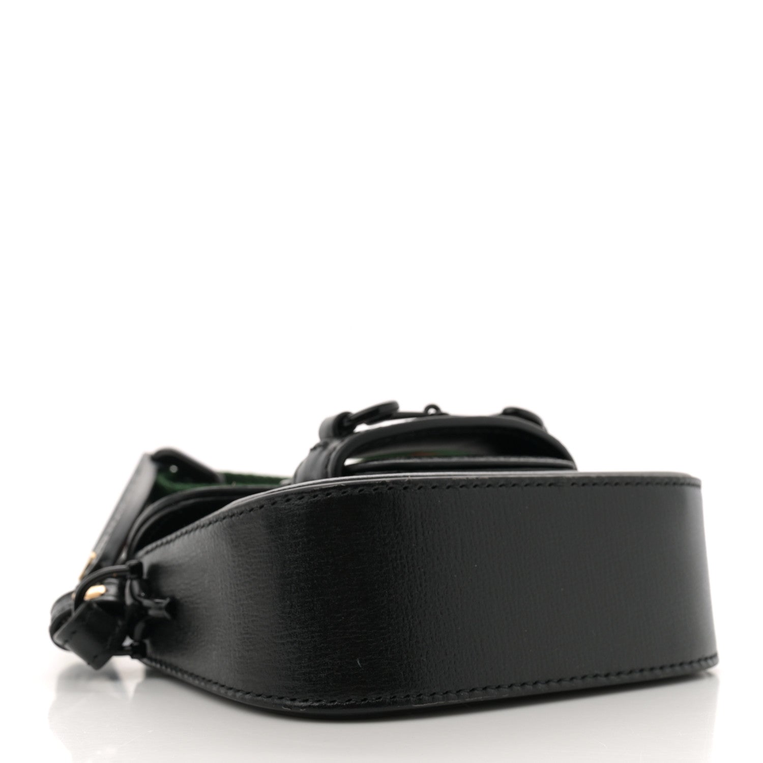 Azalea Calfskin Web Monochrome Horsebit 1955 Wallet On Strap Black