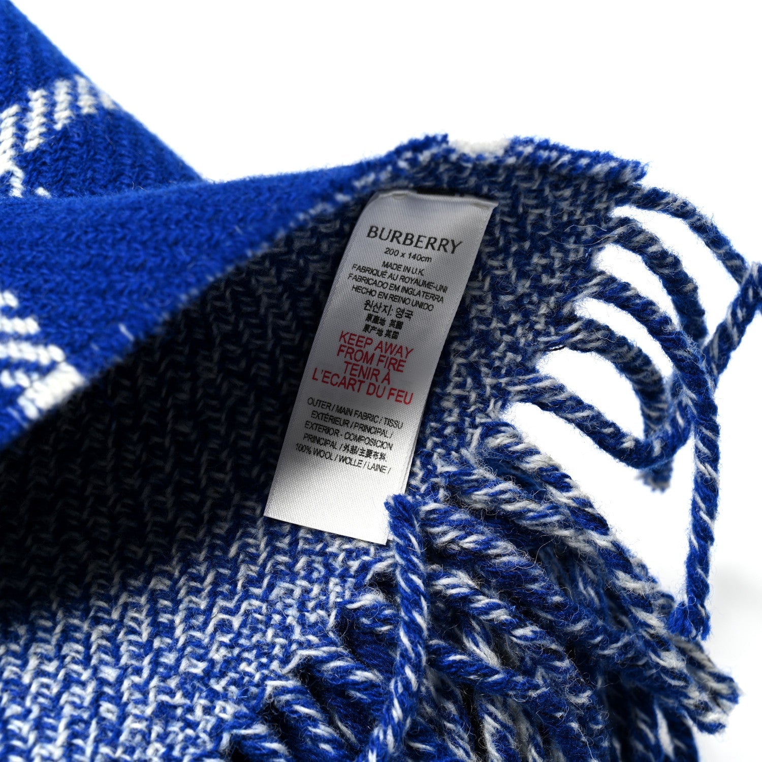 Wool Windowpane Fringe Blanket Knight