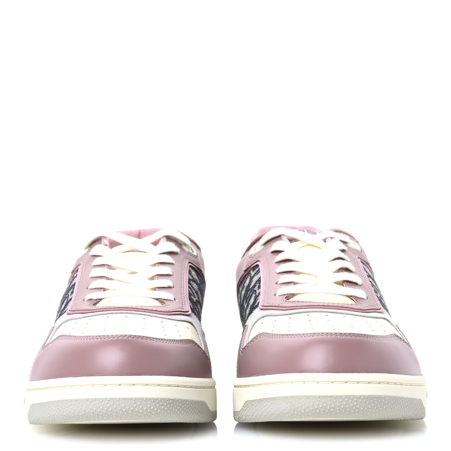 Smooth Calfskin Jacquard Oblique Mens B27 Low Top Sneakers 49 Pink White