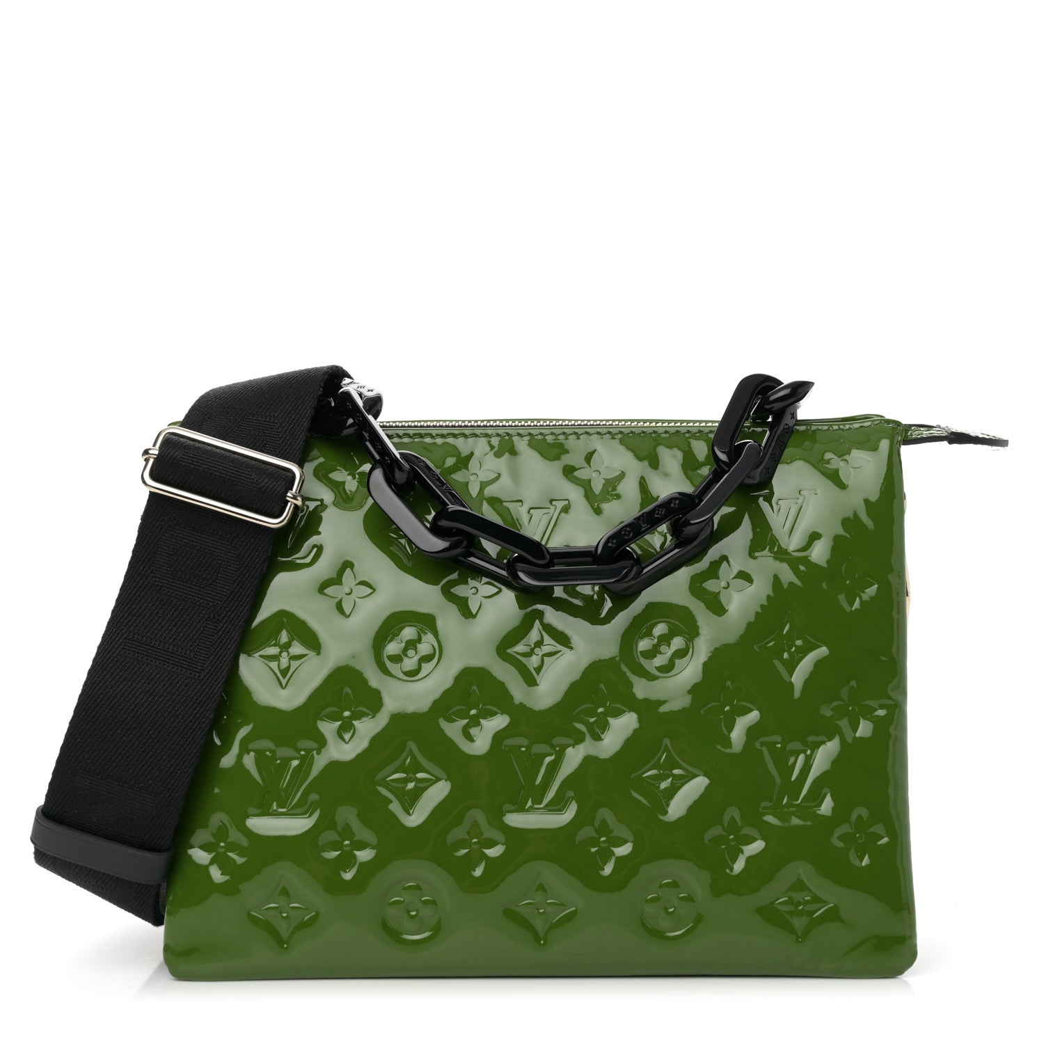 Patent Embossed Monogram Coussin PM Green Black