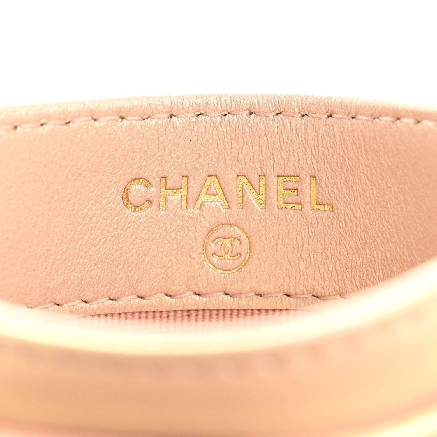 Metallic Goatskin Quilted Chanel 19 Card Holder Gold