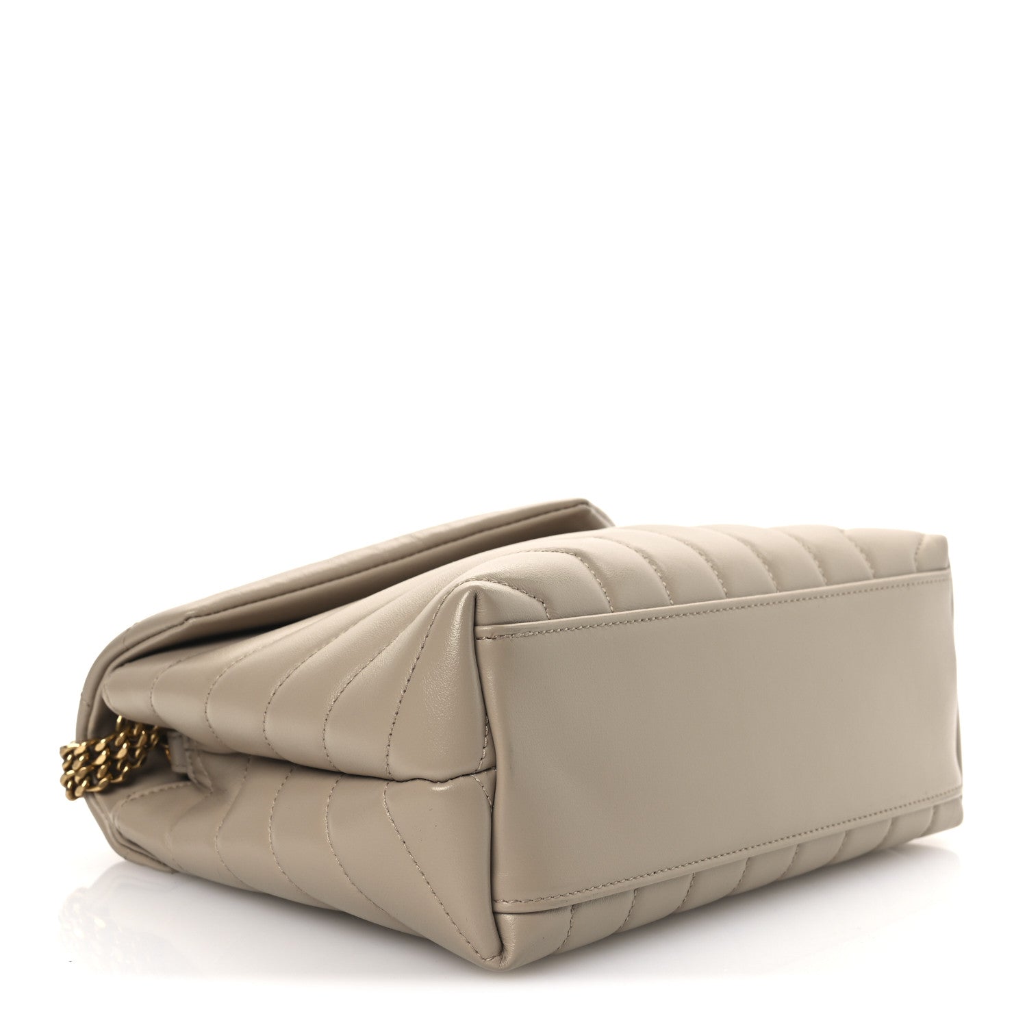 Calfskin Y Quilted Monogram Small Loulou Chain Satchel Dark Beige