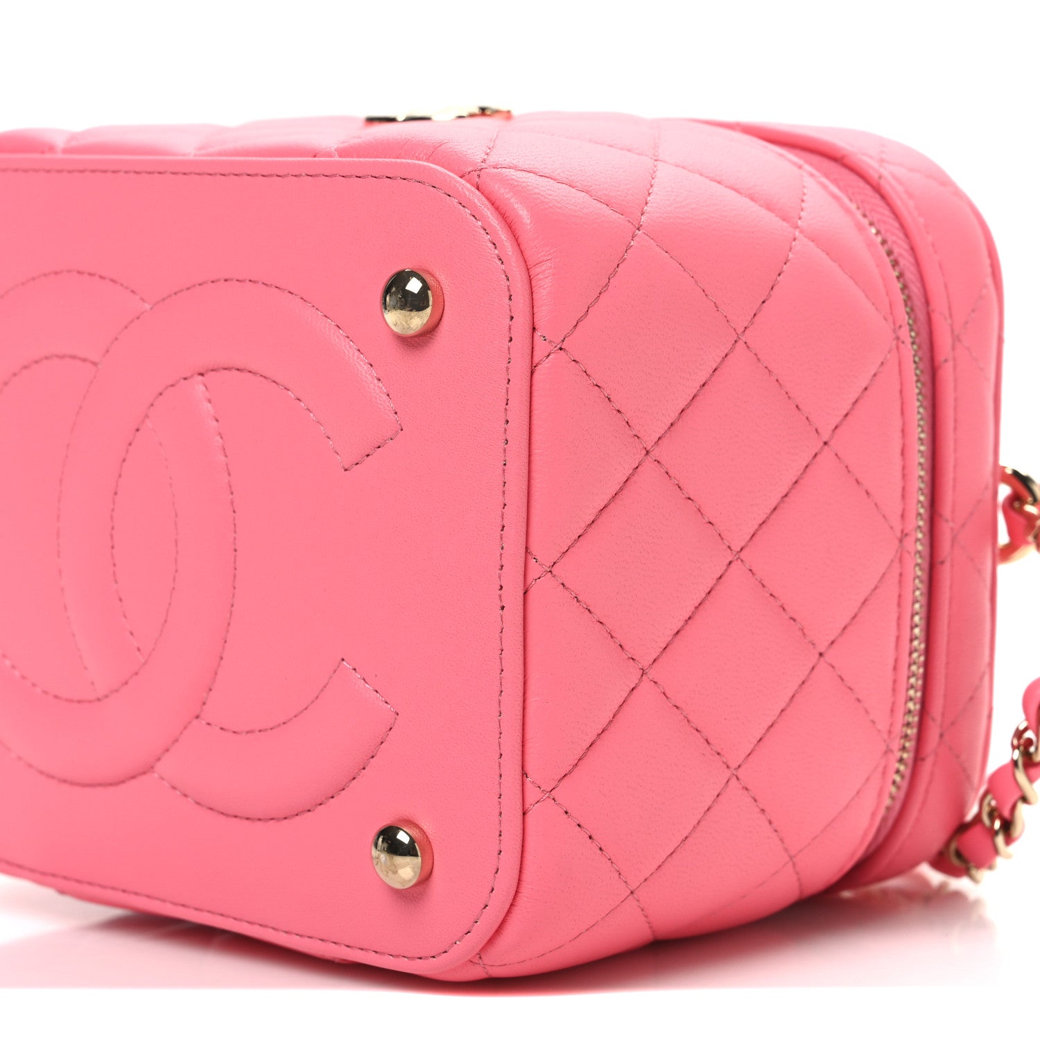 Lambskin Quilted Small CC Vanity Case Pink