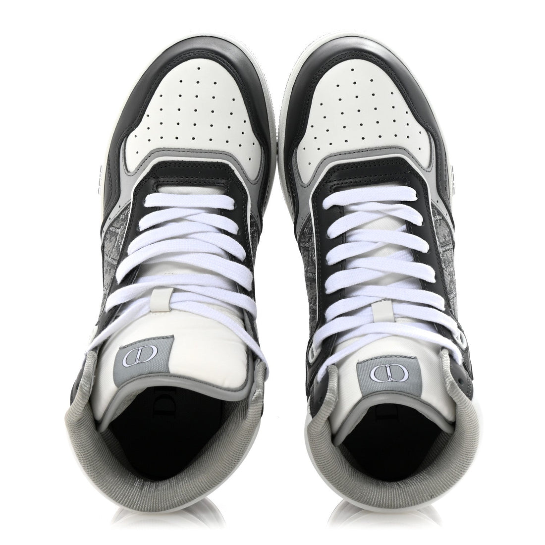 Smooth Calfskin Jacquard Oblique Mens B27 High Top Sneakers 40 Grey