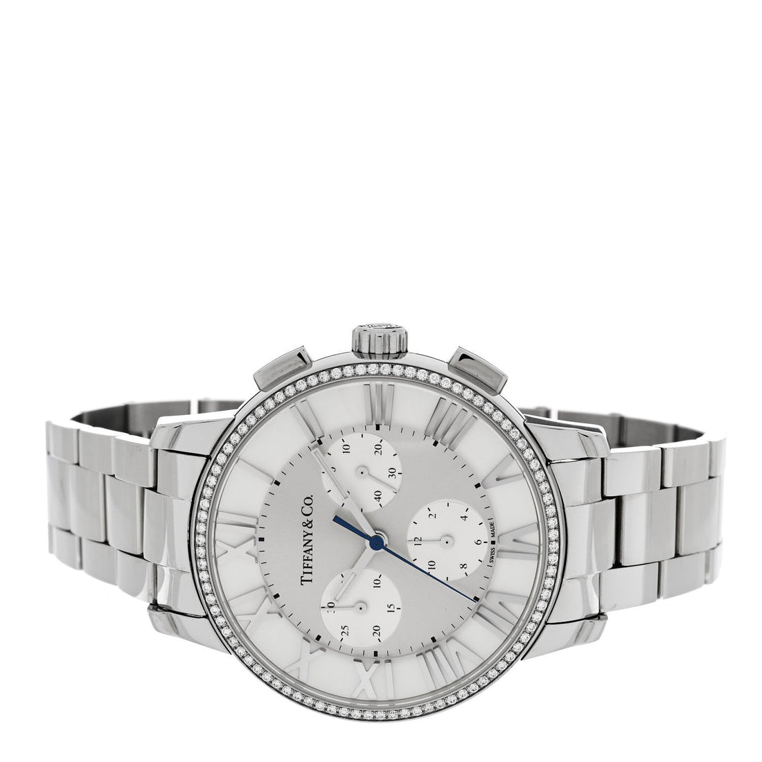 Stainless Steel Diamond Bezel 36mm Atlas Dome Chronograph Quartz Watch