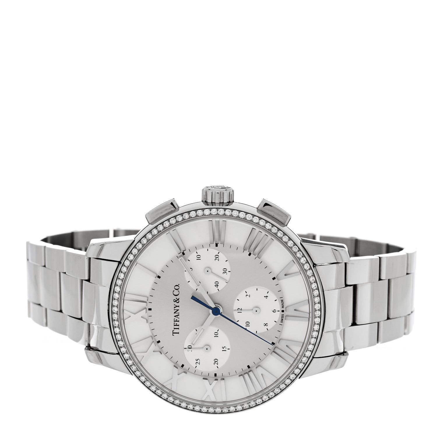 Stainless Steel Diamond Bezel 36mm Atlas Dome Chronograph Quartz Watch