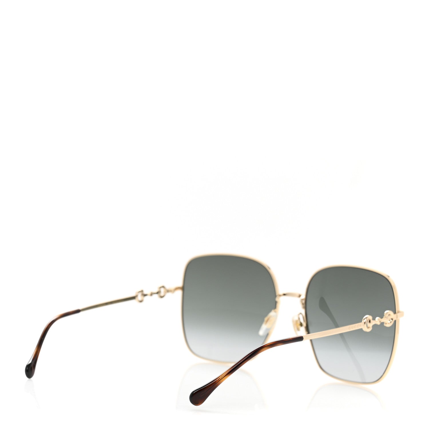 Metal Horsebit Square Frame Sunglasses GG0879S Gold