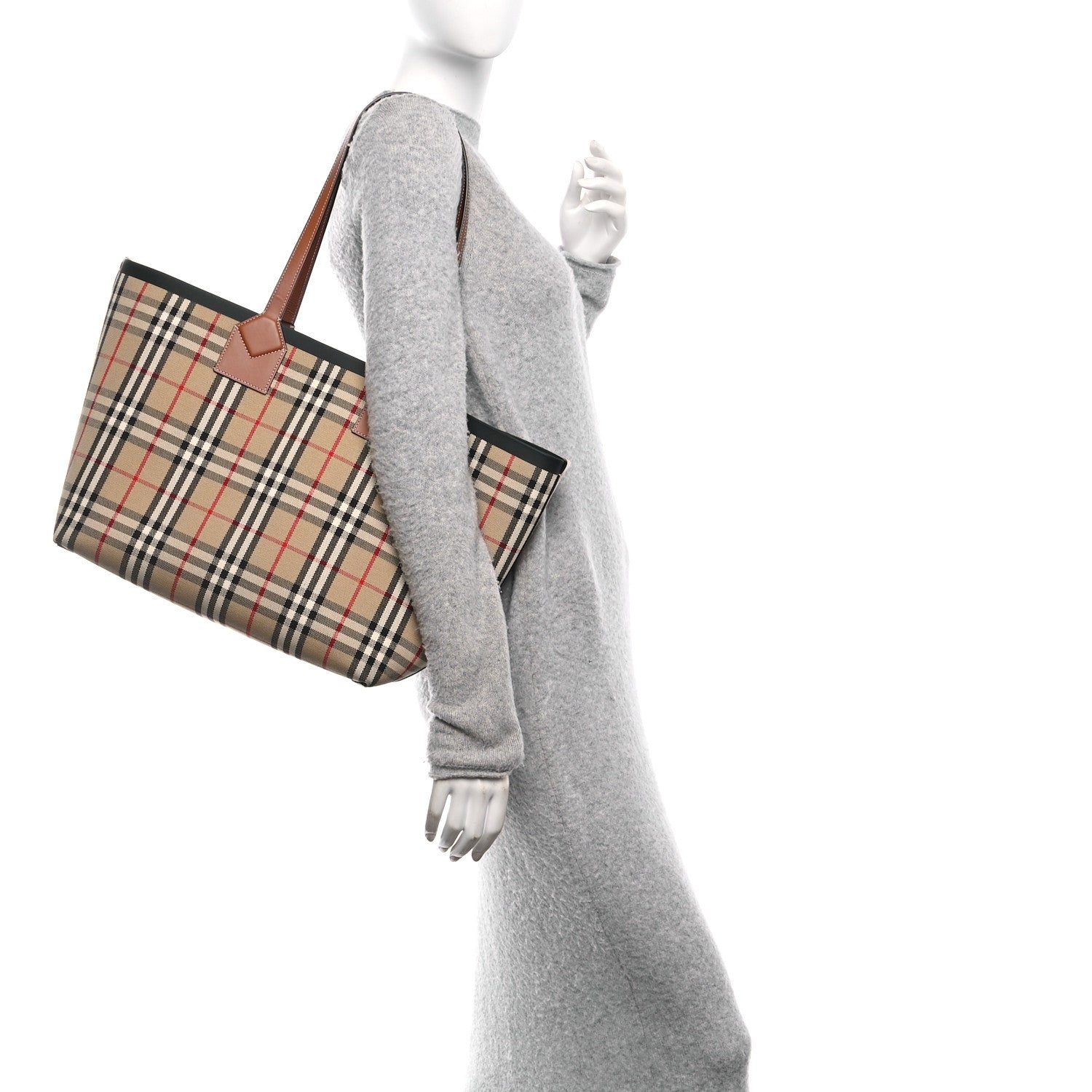 Cotton Vintage Check Medium London Tote Bag Briar Brown Black