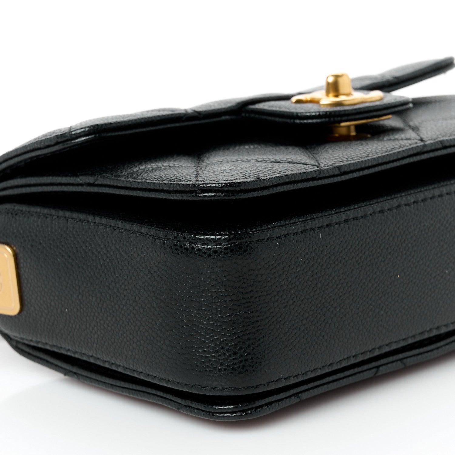 Caviar Quilted Mini Top Handle Flap Black