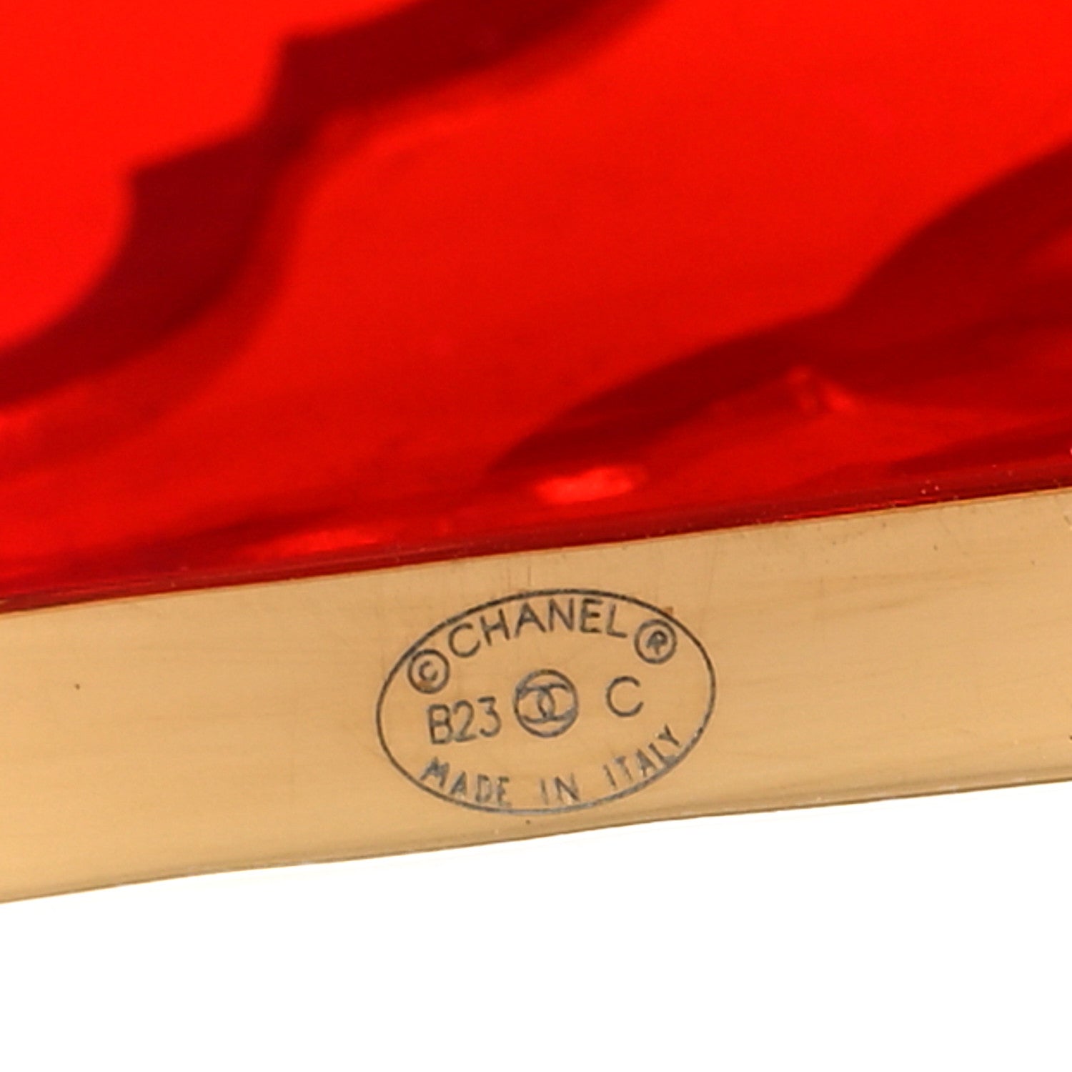 Resin Metal CC Cuff Bracelet Gold Red