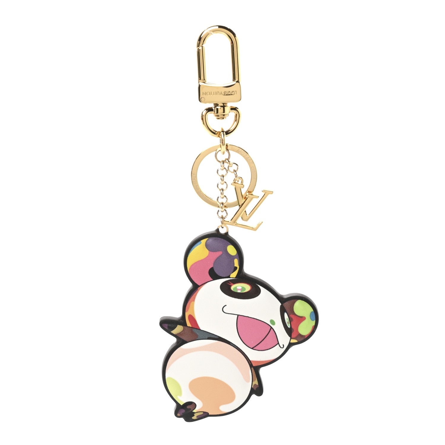 LV x TM Cowhide Monogram Superflat Panda Key Ring Bag Charm Multicolor