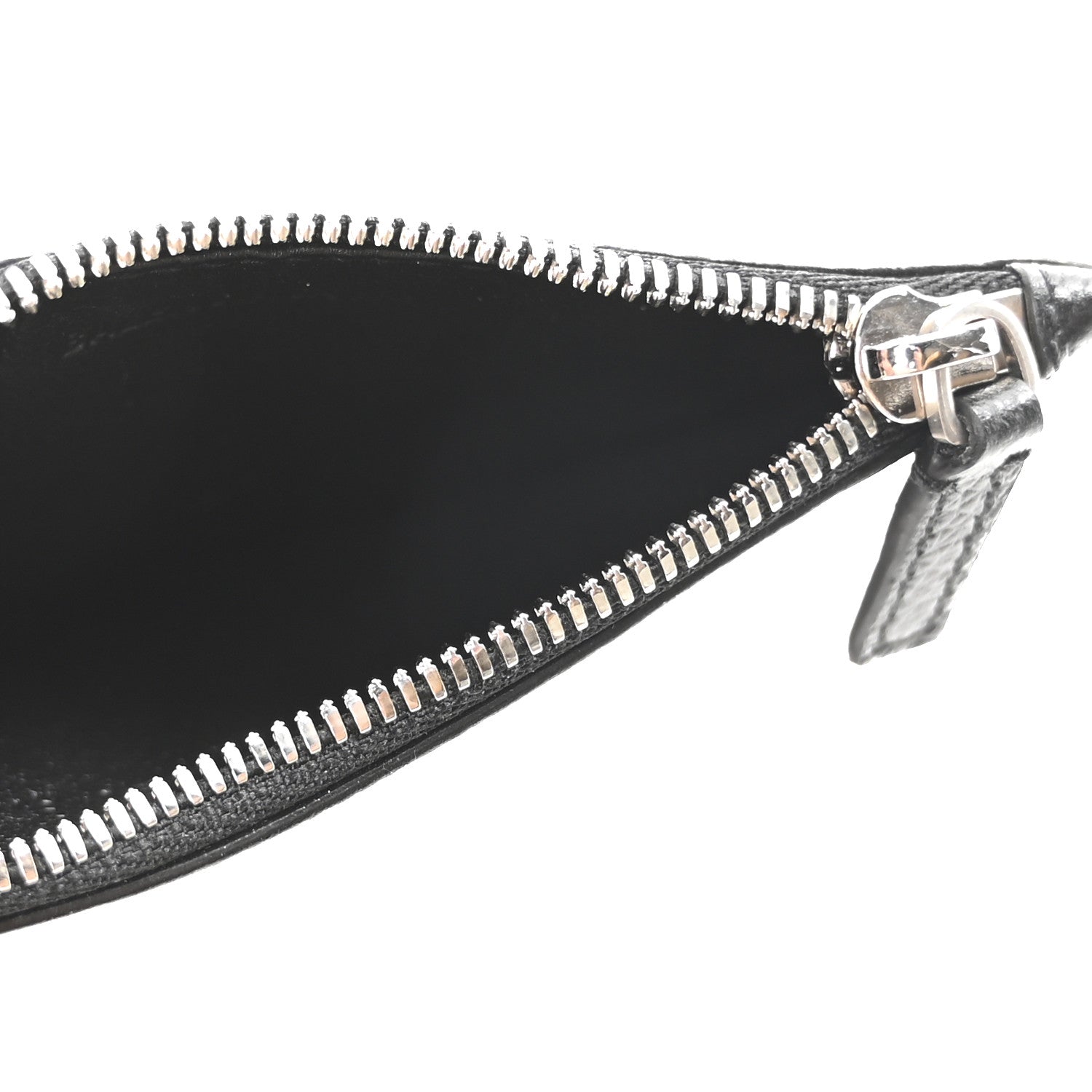 Grained Calfskin Paris Logo Cash Coin Card Holder On Keychain Black