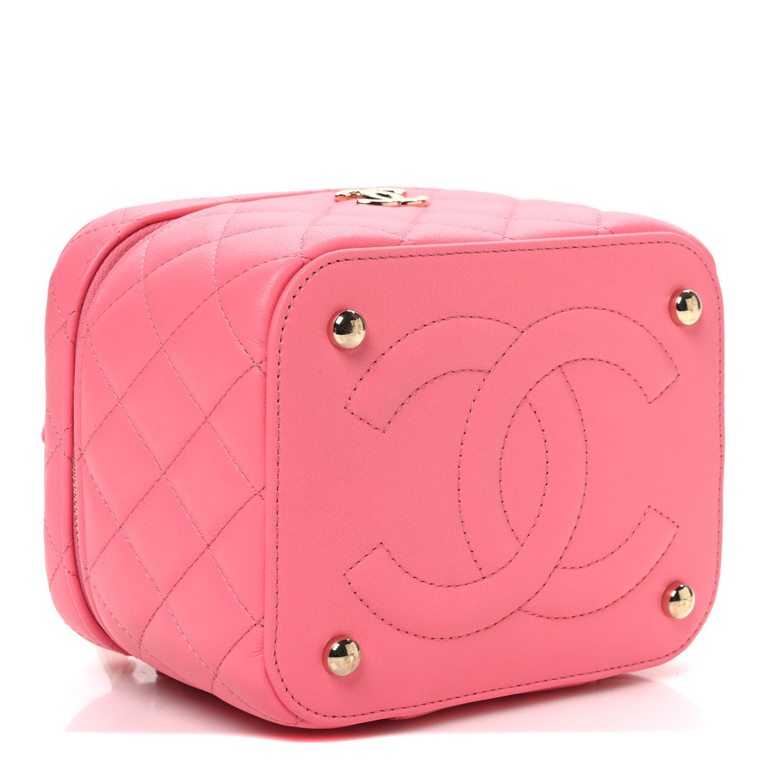 Lambskin Quilted Small CC Vanity Case Pink