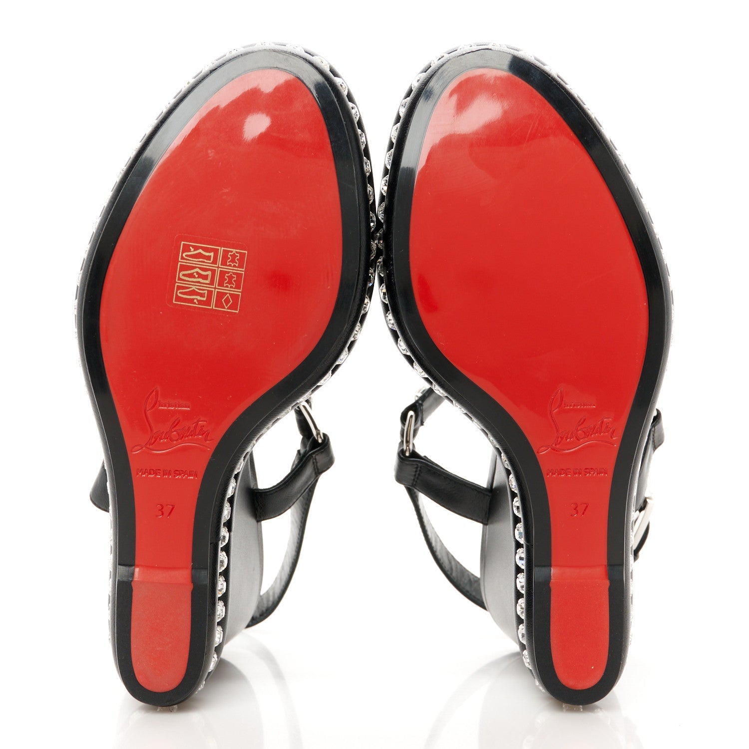 Nappa Crystal Pyrastrass 110 Wedge Sandals 37 Black