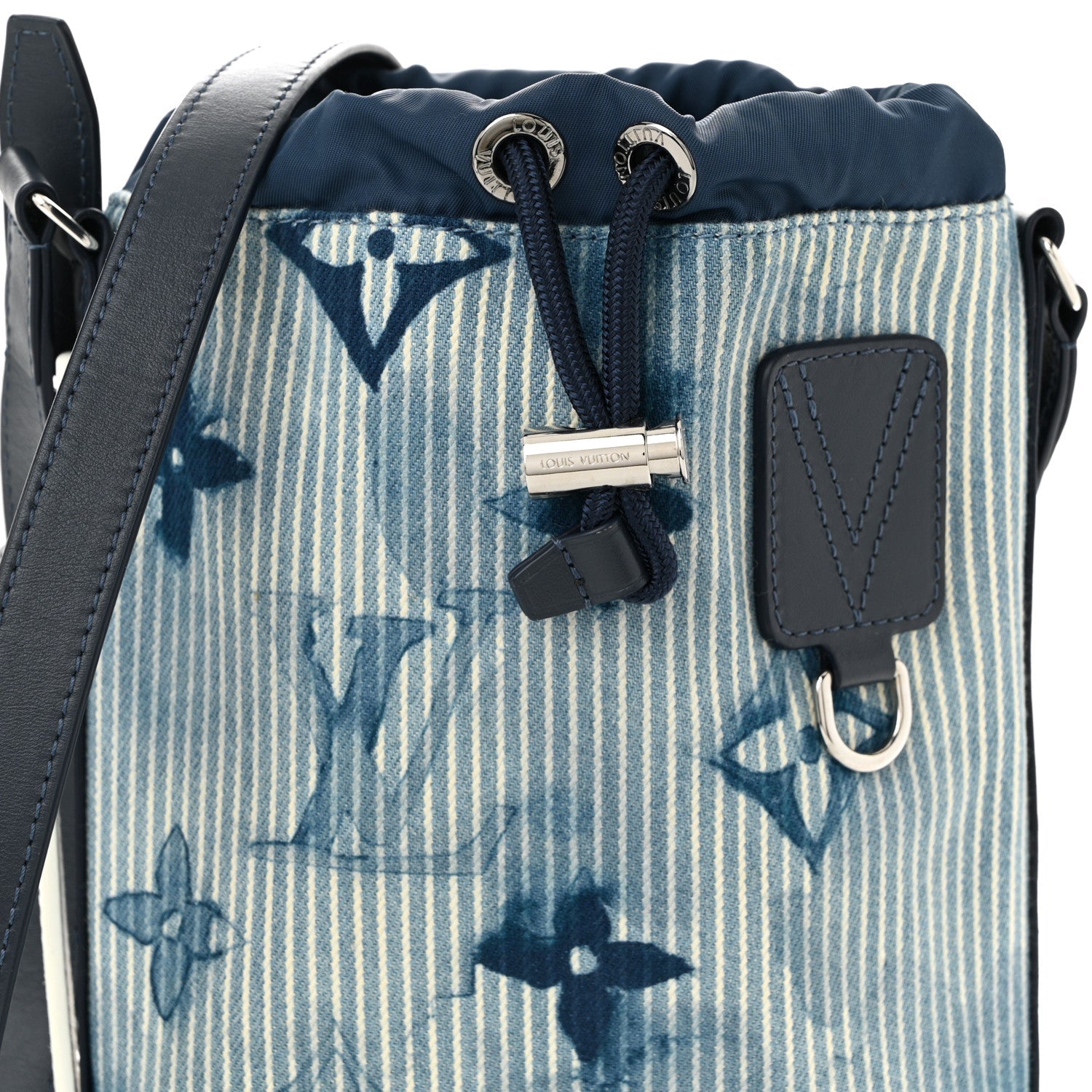 Hickory Stripes Denim Monogram Watercolor Sac Marin BB Blue
