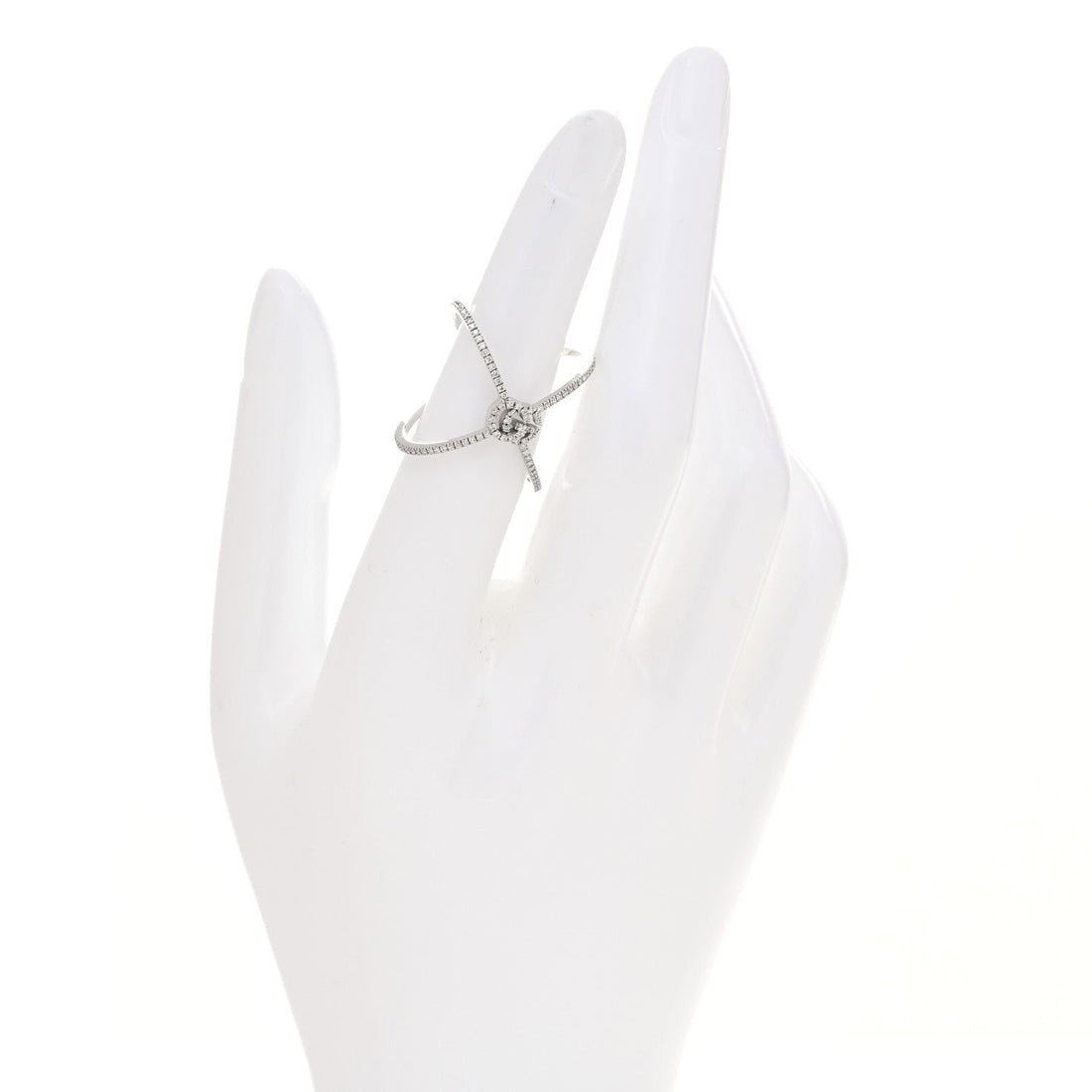 18K White Gold Diamond Running G Cross Ring 51 5.75