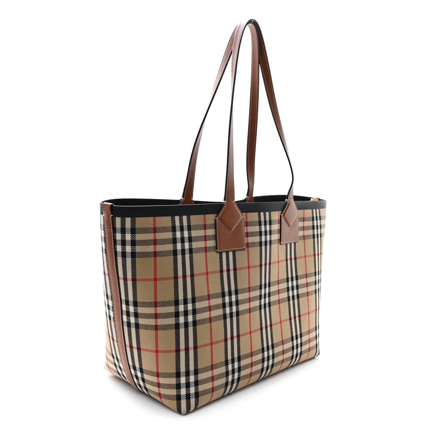 Cotton Vintage Check Medium London Tote Bag Briar Brown Black