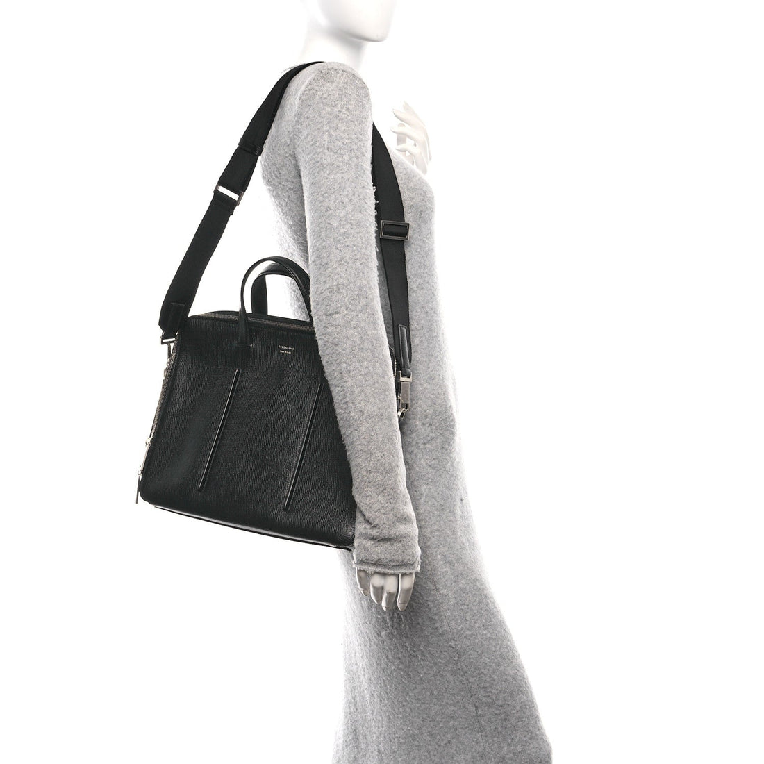 Hammered Calfskin New Revival Briefcase Black