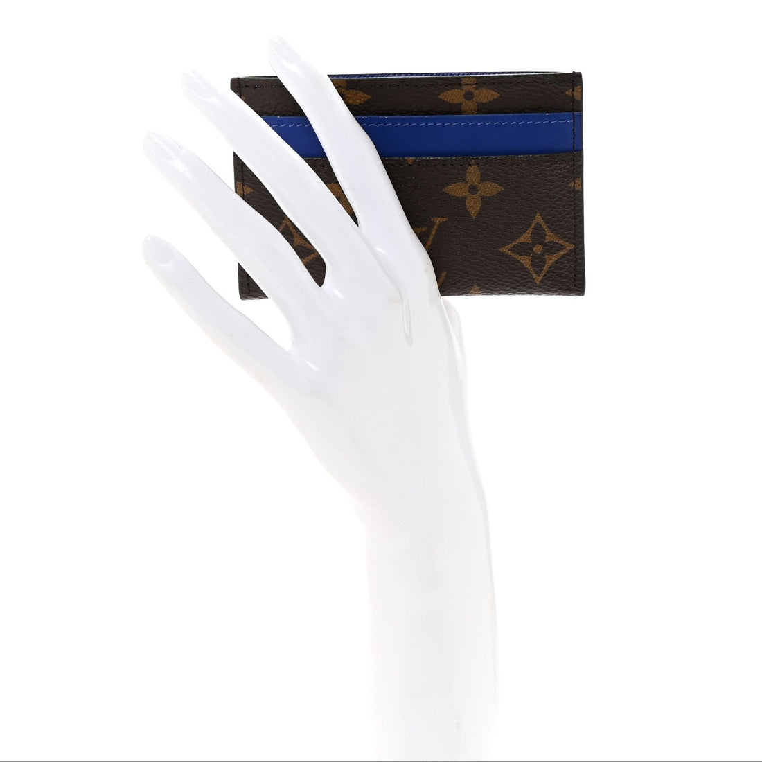 Monogram Macassar Double Card Holder Indigo Blue