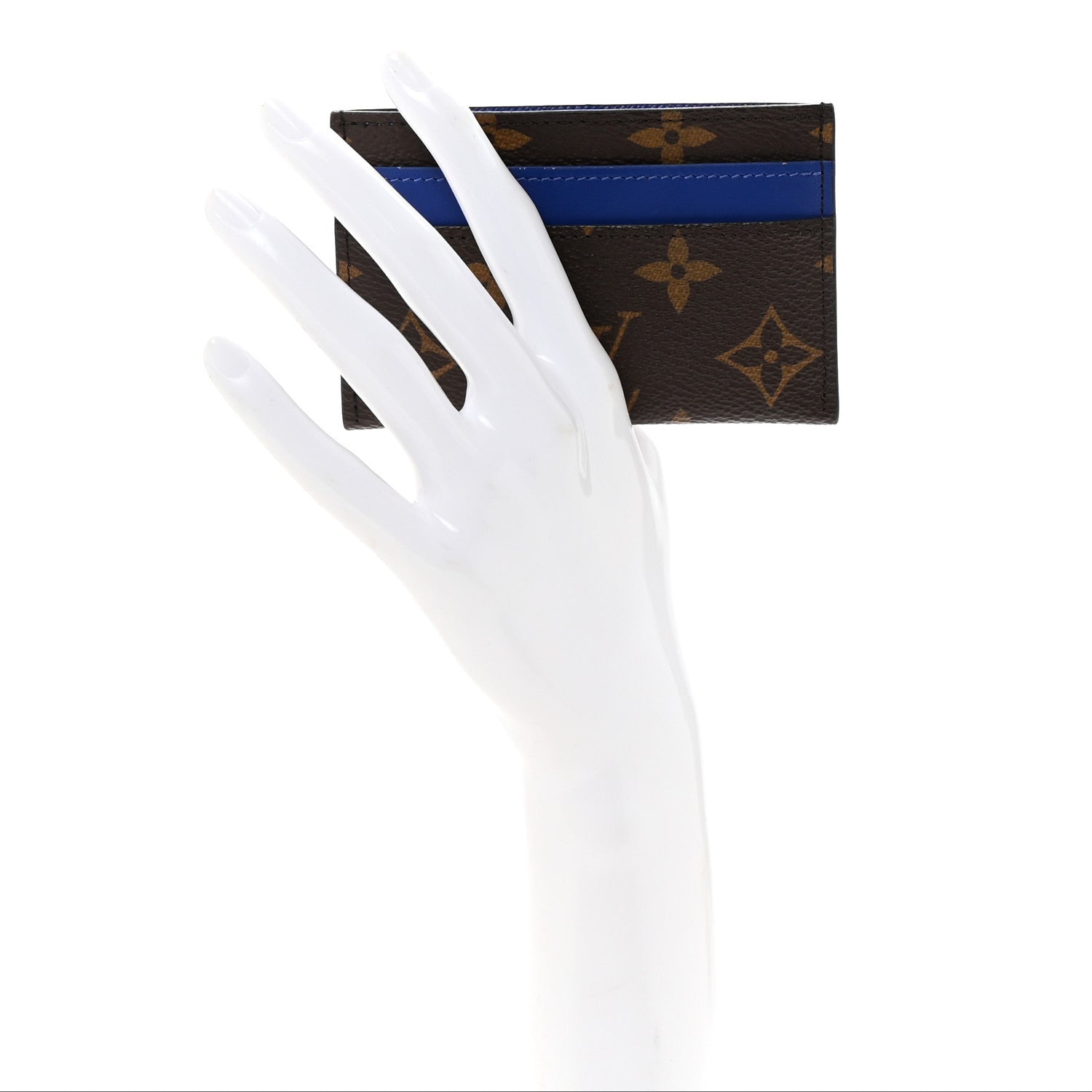 Monogram Macassar Double Card Holder Indigo Blue