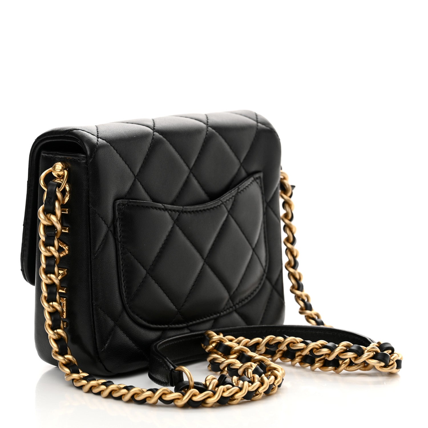 Lambskin Quilted Mini Side Note Flap Black