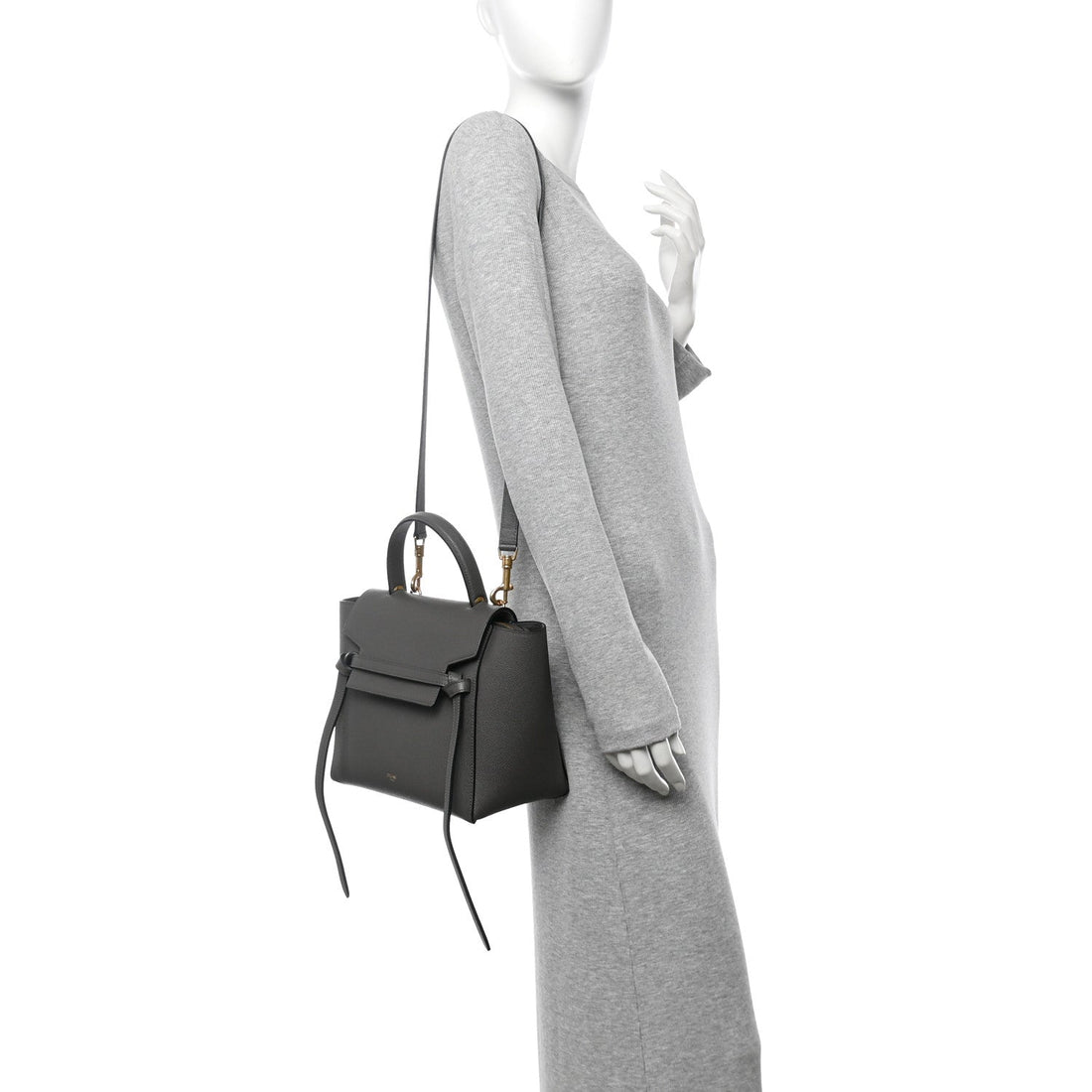 Grained Calfskin Micro Belt Bag Grey