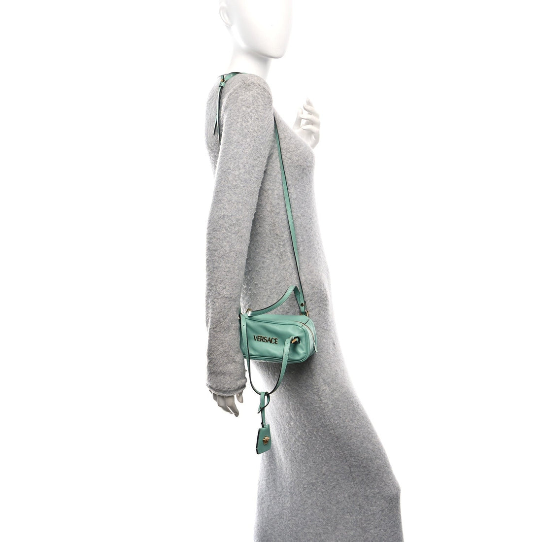 Lambskin Mini Tag Bowling Bag Turquoise