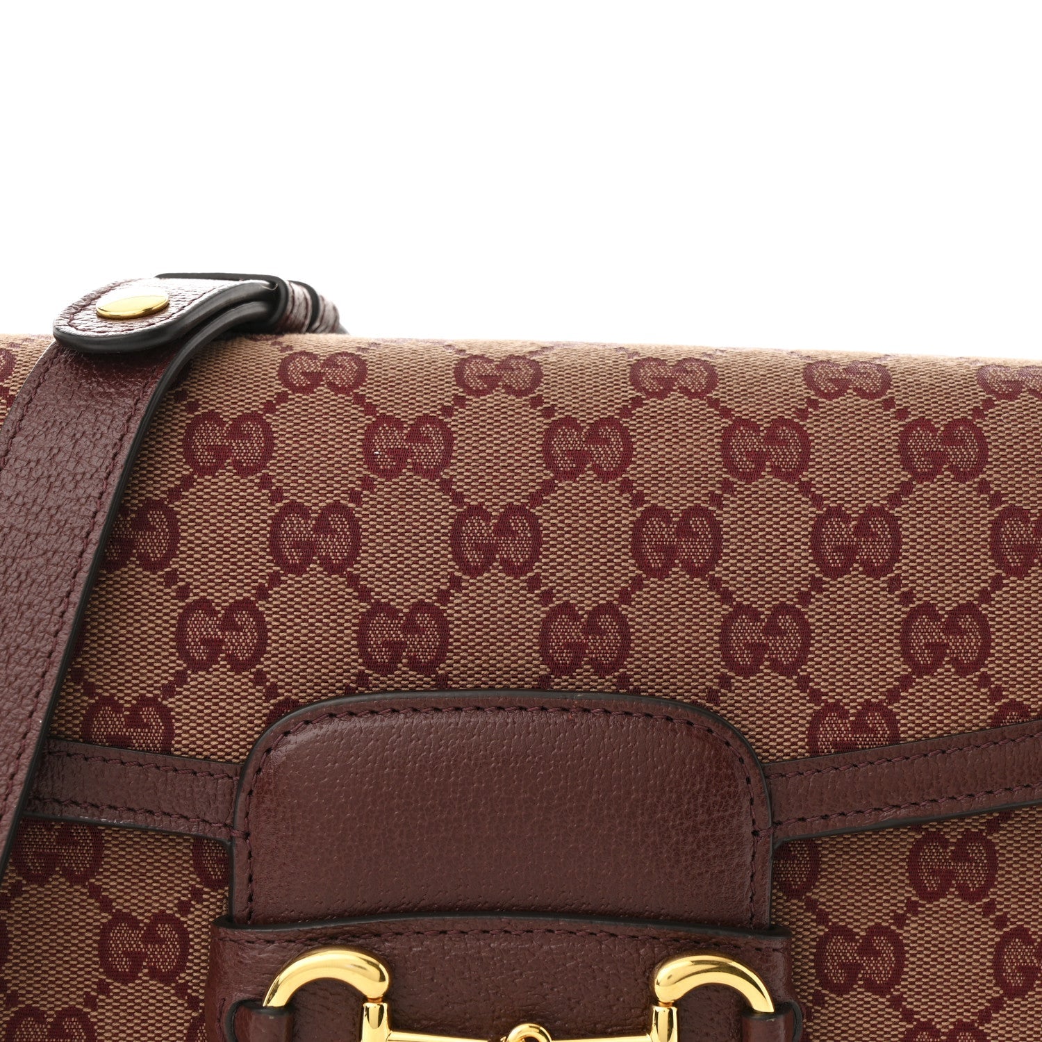 Monogram Textured Dollar Calfskin Horsebit 1955 Shoulder Bag Sahara Rubino Chardonnay