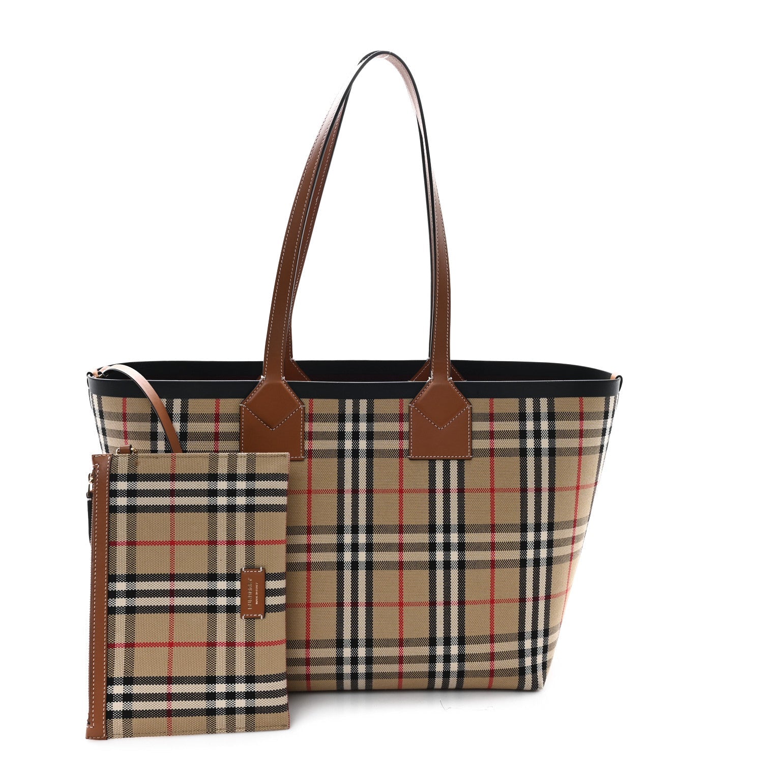 Cotton Vintage Check Medium London Tote Bag Briar Brown Black